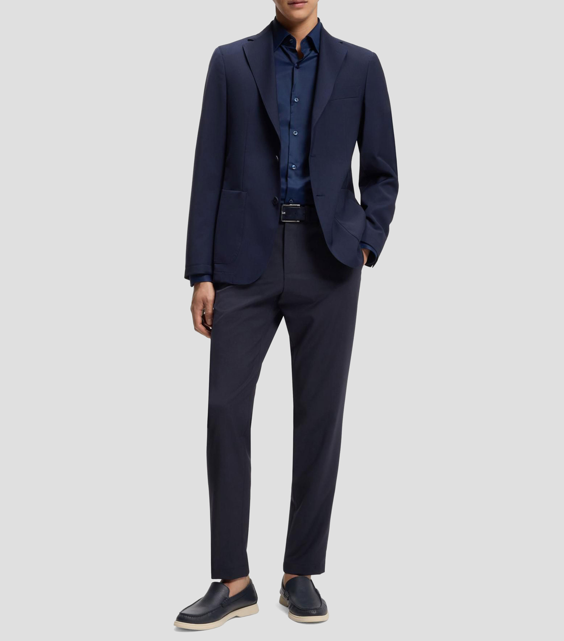Pantalones slim fit de mezcla de lana lavable Hombre
